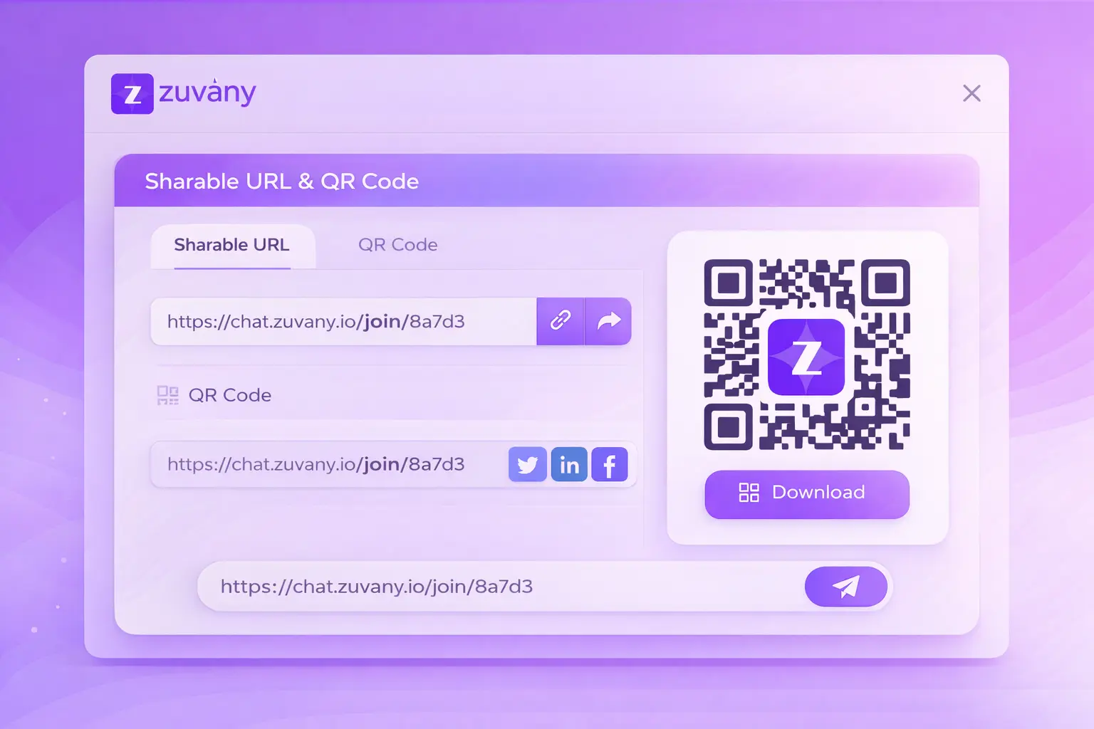 Sharable URL & QR Code