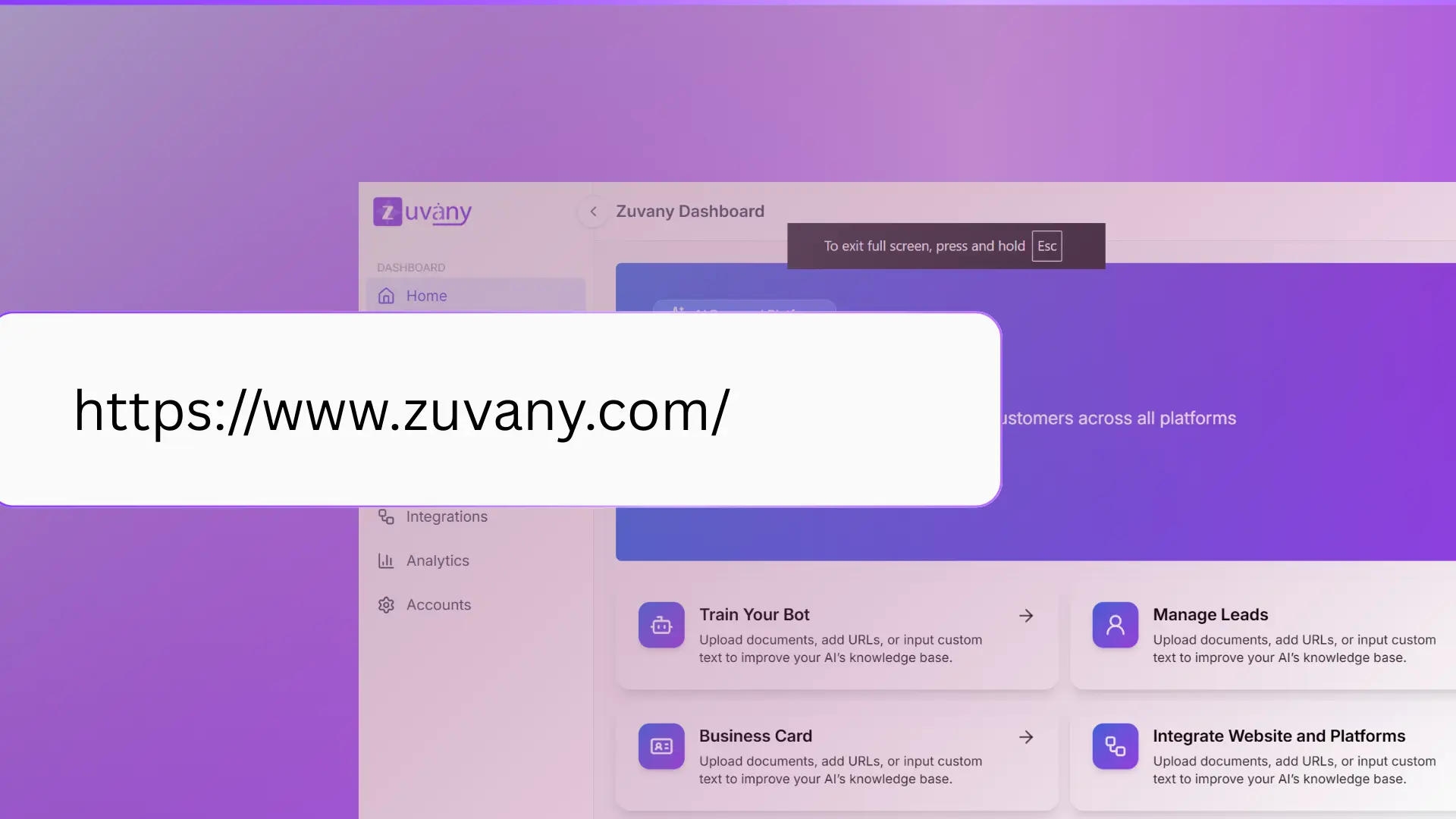 Step 1: Add your website URL to Zuvany